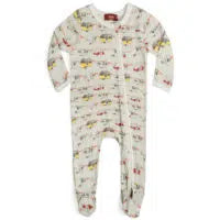 O Zip Footed Romper - Greige Goods