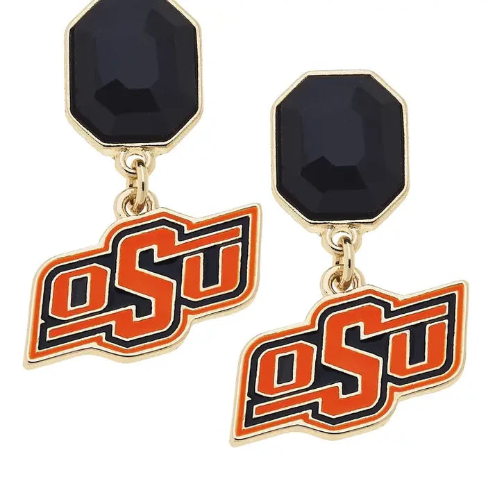 OSU Rhinestone Enamel Logo Earring - Greige Goods