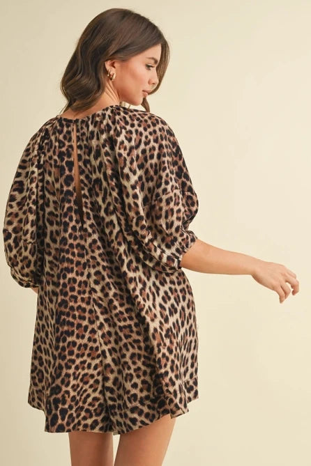 Oversized Puff Sleeve Romper - Greige Goods