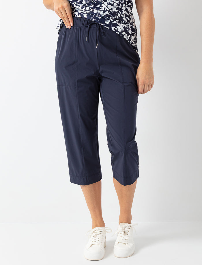 Pantalon capri à taille élastique