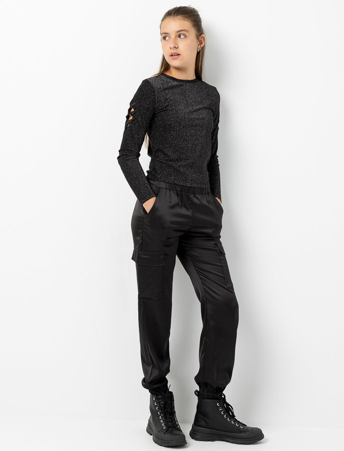 Pantalon cargo satiné
