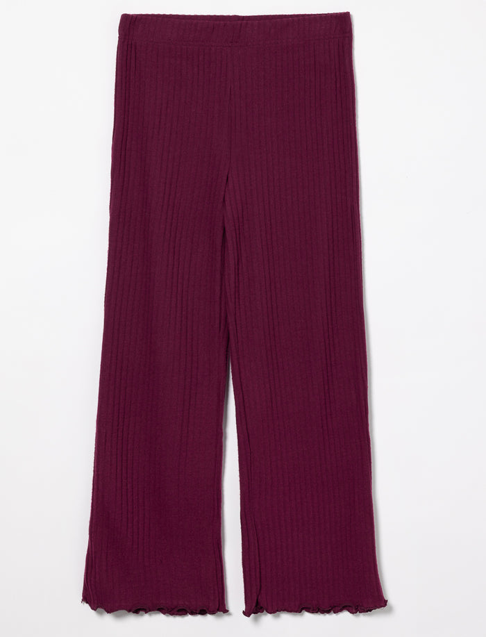 Pantalon côtelé ample à finition laitue