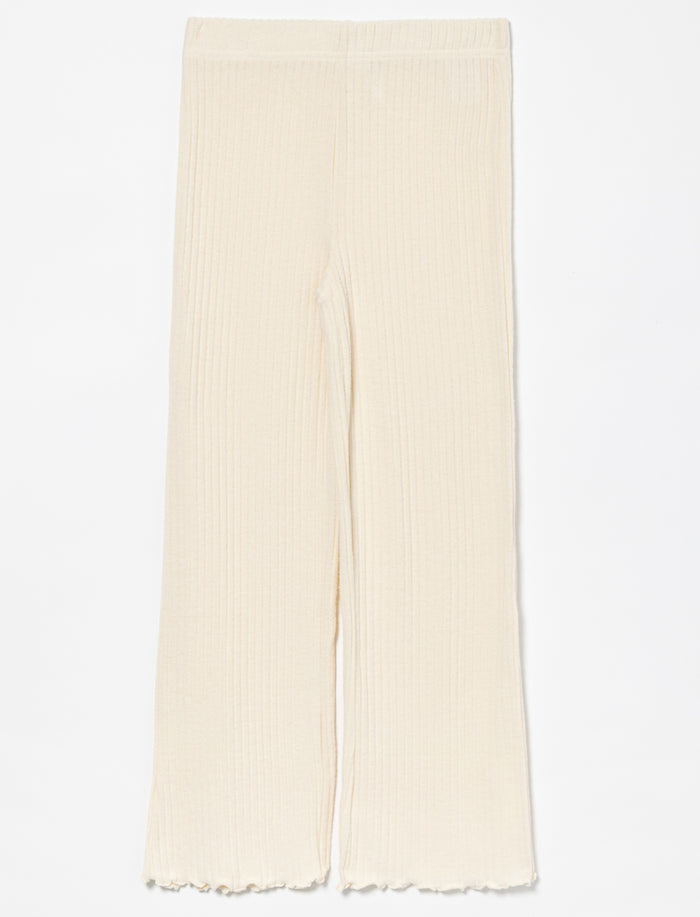 Pantalon côtelé ample à finition laitue