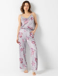 Pantalon de pyjama ample fleuri à dentelle