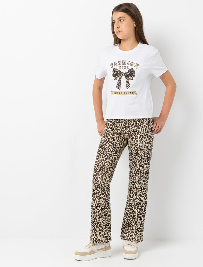 Pantalon jambes larges imprimé léopard