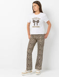 Pantalon jambes larges imprimé léopard