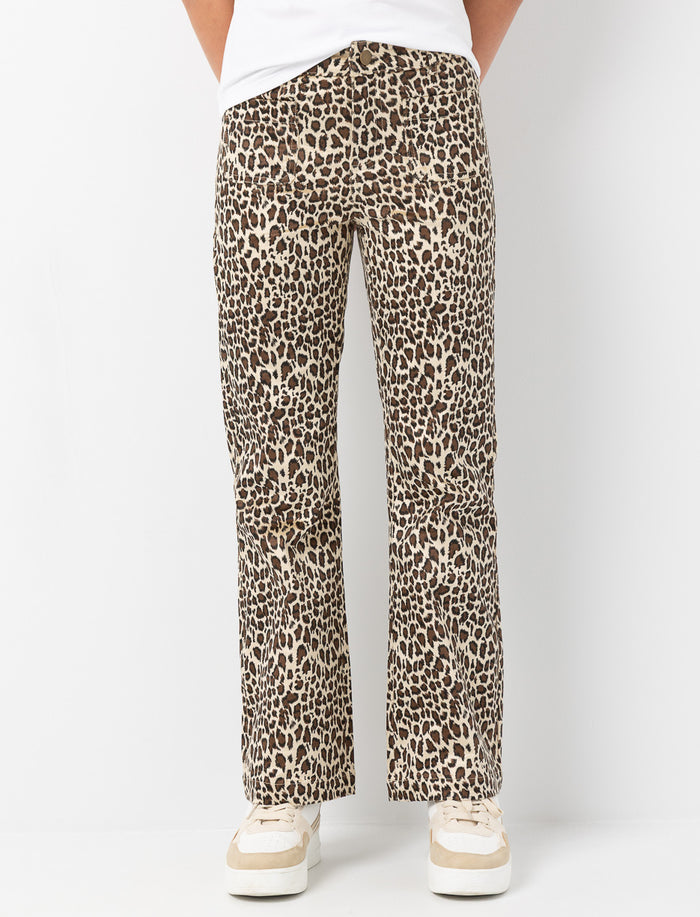 Pantalon jambes larges imprimé léopard