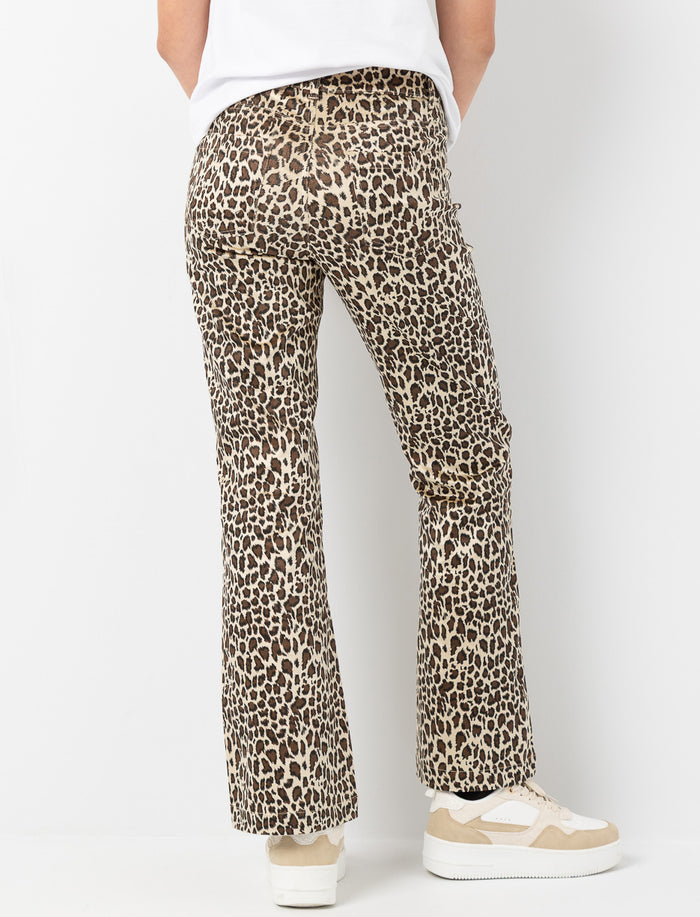 Pantalon jambes larges imprimé léopard