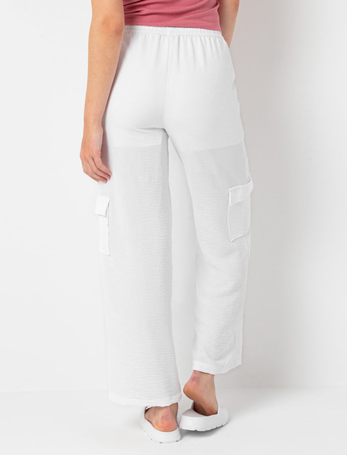 Pantalon uni à poches cargo
