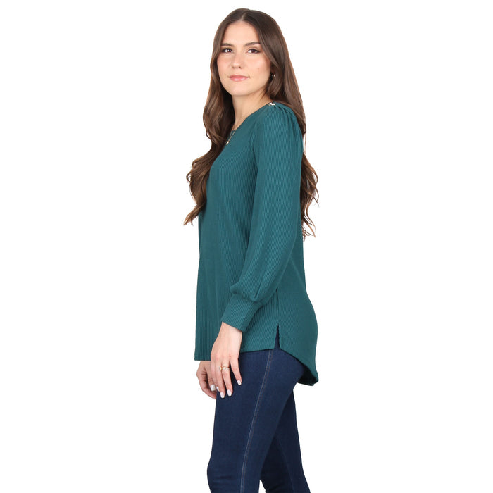 Plus Size Button Trim Tunic