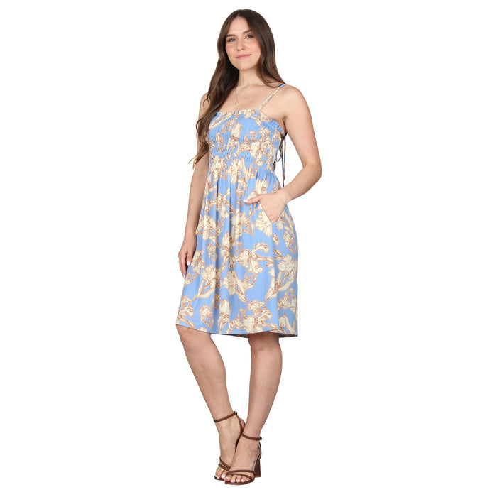 Plus Size Pocket Smocked Midi Dress