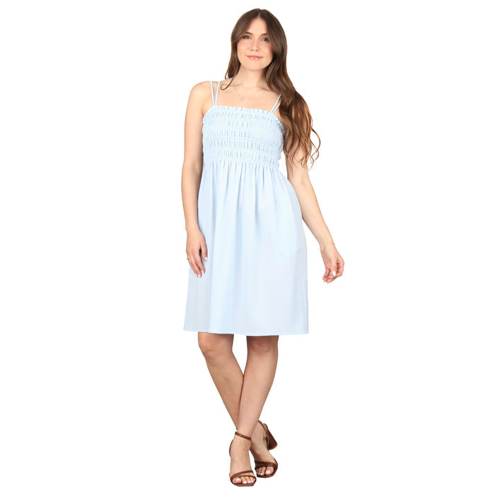 Plus Size Pocket Smocked Midi Dress