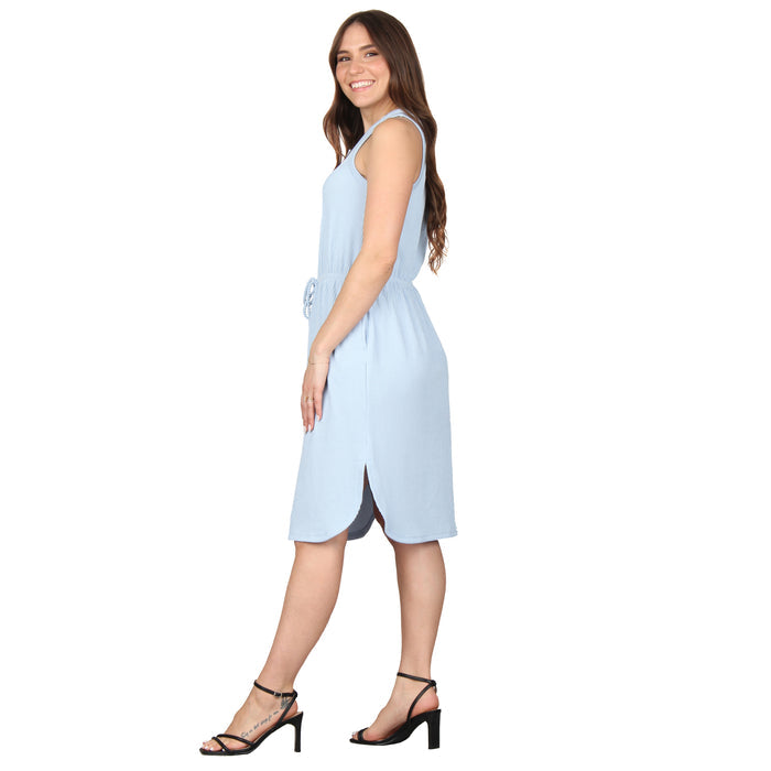 Plus Size Pocket Tie Waist Midi Dress