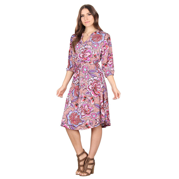 Plus Size Printed Drawstring Waist Dress