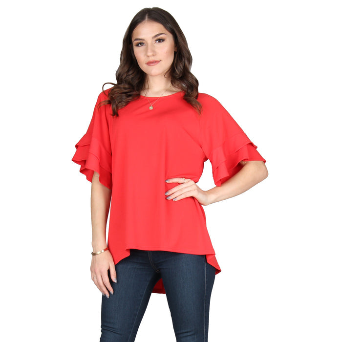 Plus Size Solid Back Slit Tunic