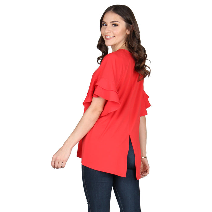 Plus Size Solid Back Slit Tunic