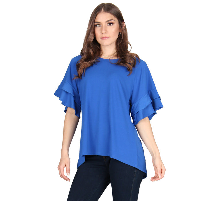 Plus Size Solid Back Slit Tunic