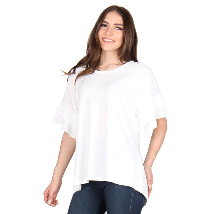 Plus Size Solid Back Slit Tunic
