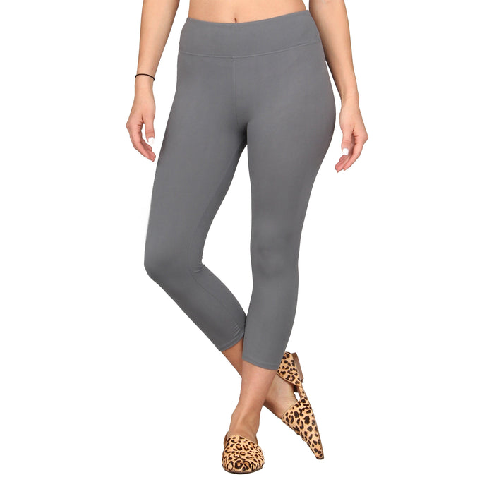 Plus Size Solid Capri Super Soft Leggings