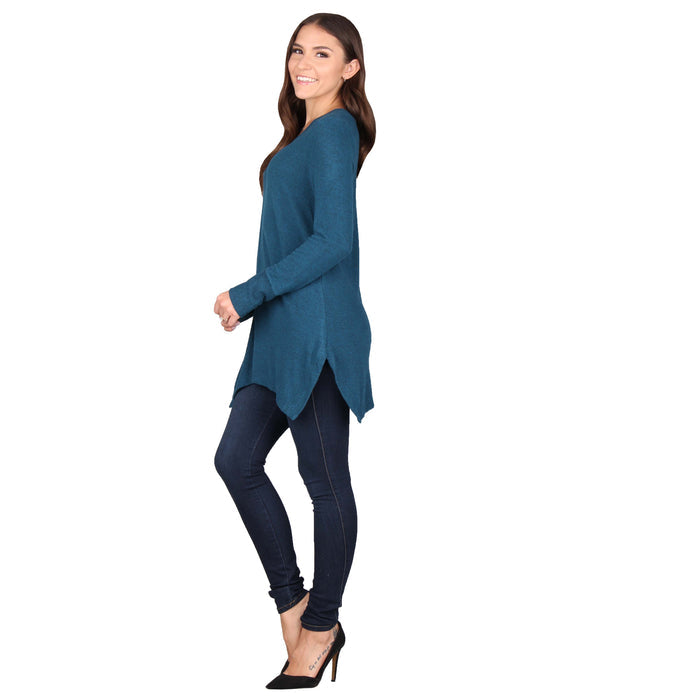 Plus Size Solid V-Neck Side Slit Tunic
