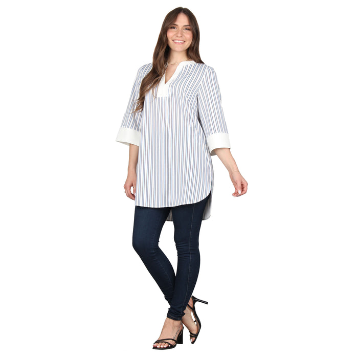 Plus Size Split V-Neck 3/4 Sleeve Tunic