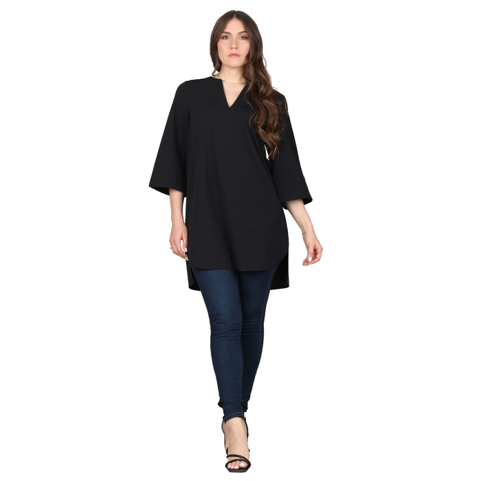 Plus Size Split V-Neck 3/4 Sleeve Tunic