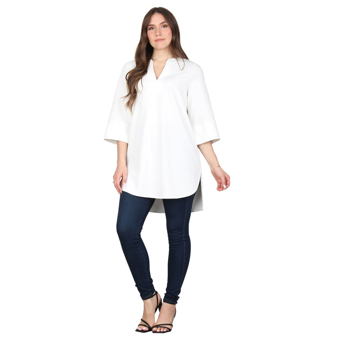 Plus Size Split V-Neck 3/4 Sleeve Tunic