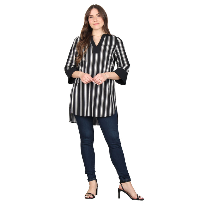 Plus Size Split V-Neck 3/4 Sleeve Tunic