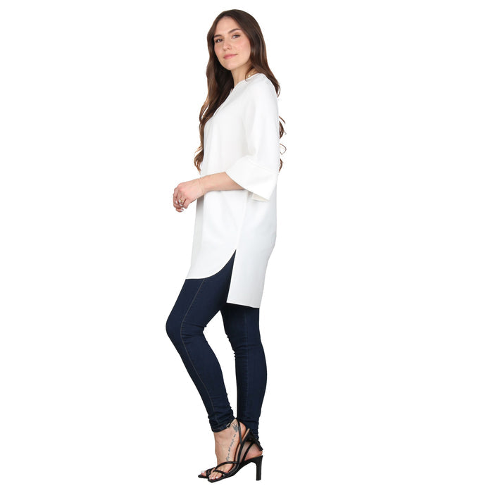 Plus Size Split V-Neck 3/4 Sleeve Tunic