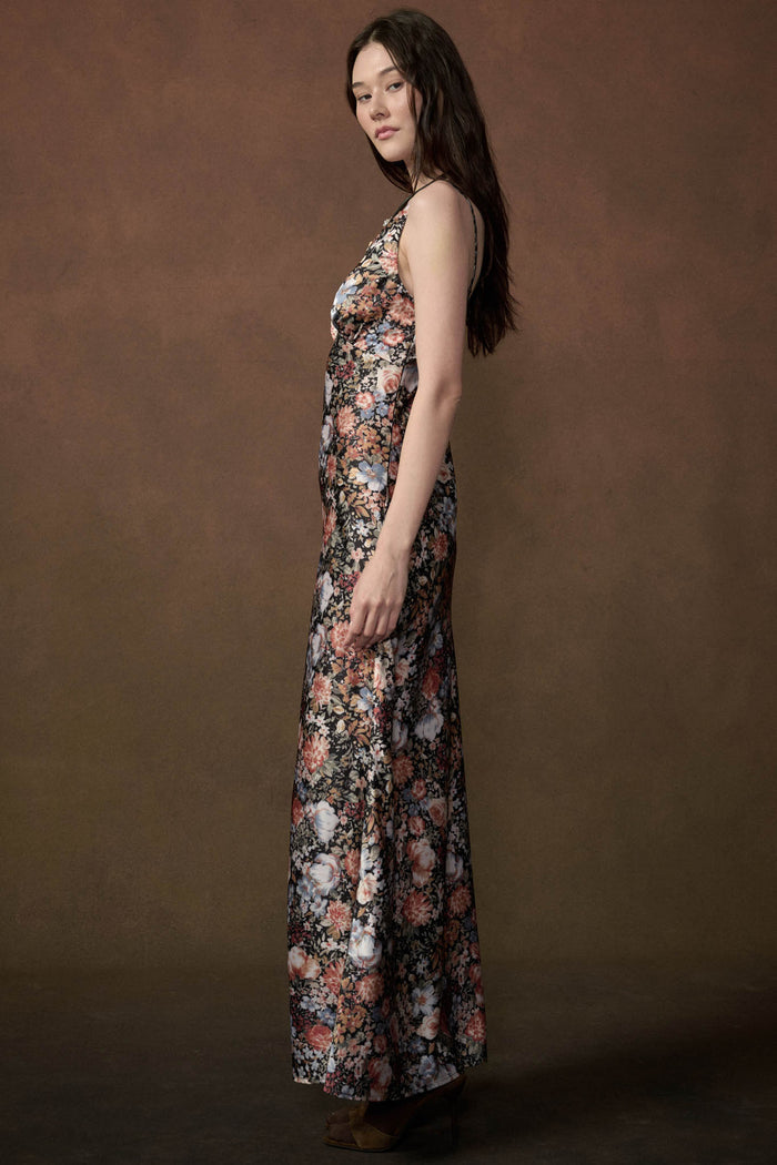 Polished Petals Floral Satin Maxi Slip Dress - ShopPromesa