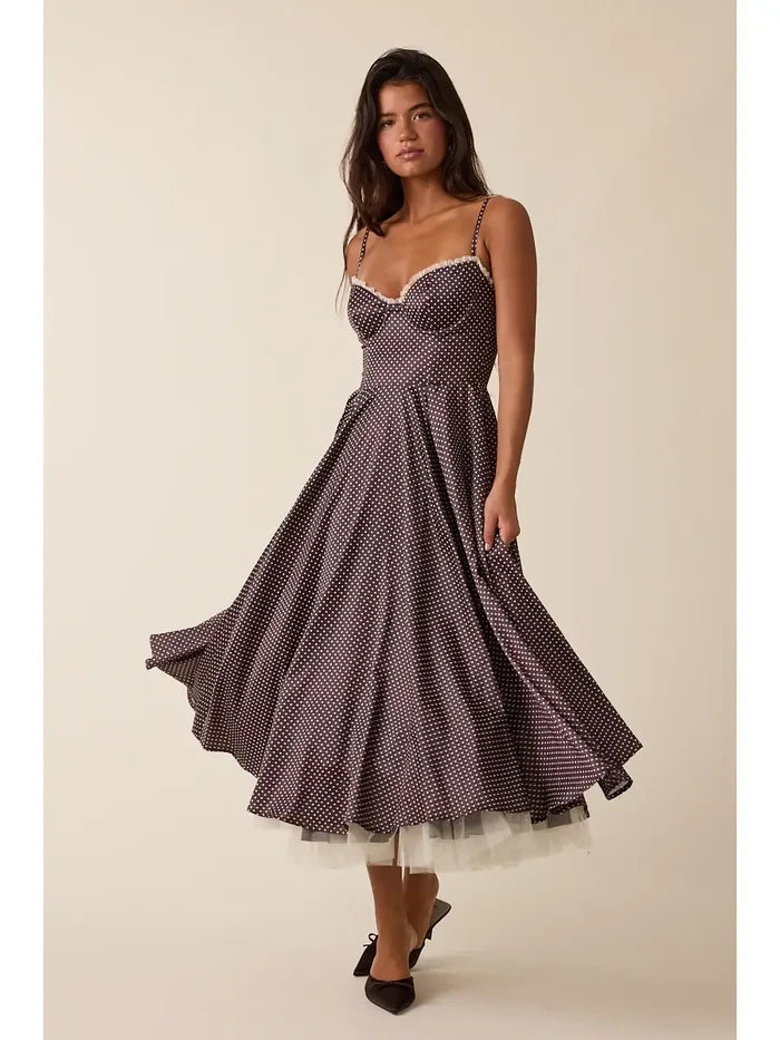 Polka Dot Lace Dress - Greige Goods