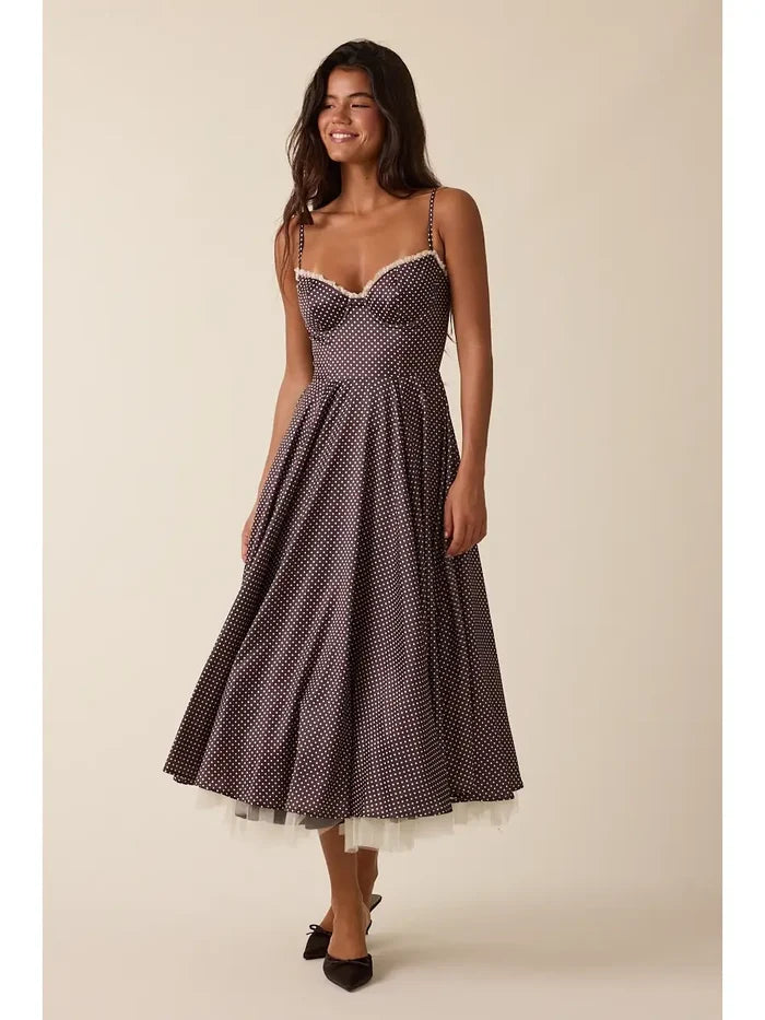 Polka Dot Lace Dress - Greige Goods