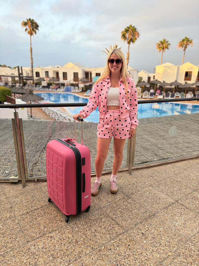 Polka Dot Side Stripe Top & Shorts Fleece Co-Ord