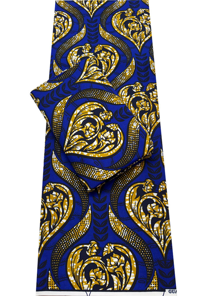Polyester African Wax-Azure Blue Light Brown
