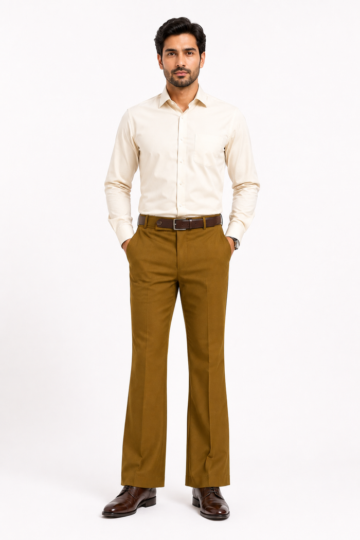 Premium Brown Stretch Bootcut Formal Pants for Men