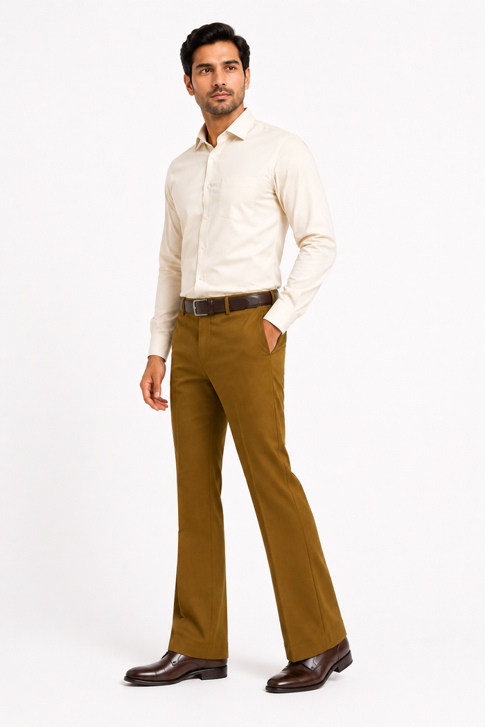 Premium Brown Stretch Bootcut Formal Pants for Men