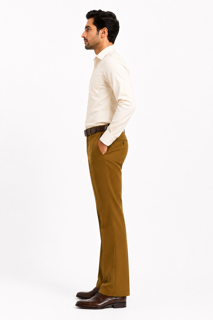 Premium Brown Stretch Bootcut Formal Pants for Men