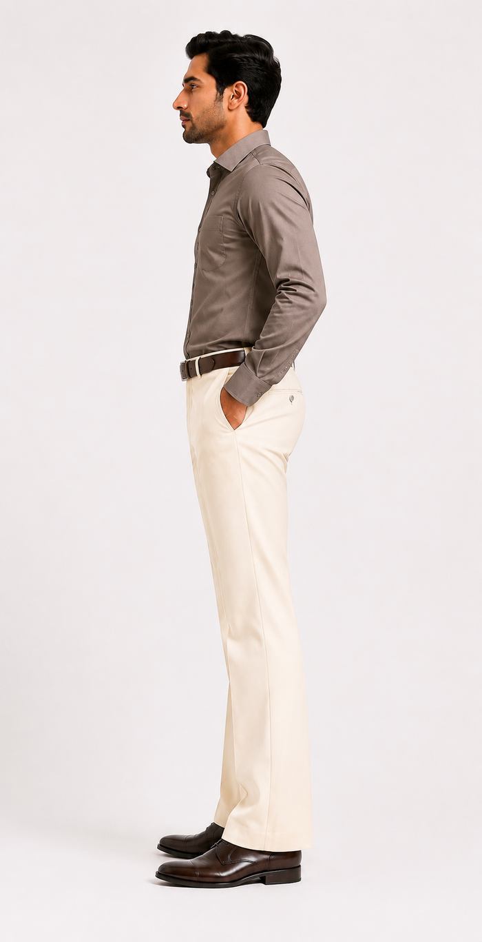 Premium Cream Bootcut Trousers for Men | Wedding & Formal Pants