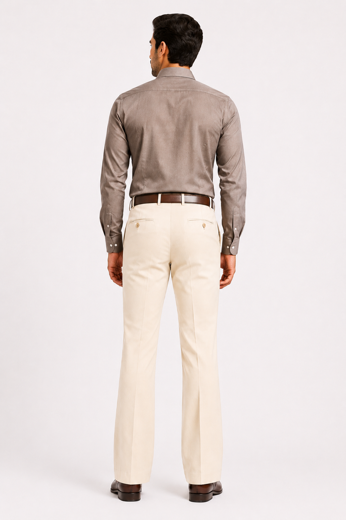 Premium Cream Bootcut Trousers for Men | Wedding & Formal Pants