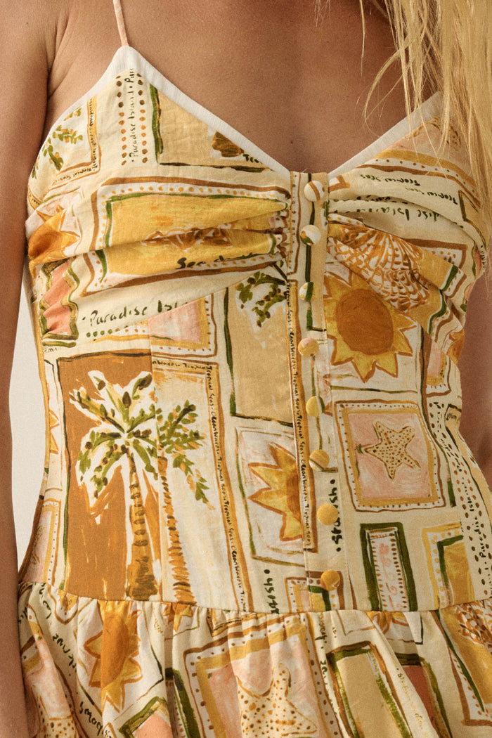 Pretty in Paradise Tropical-Print Drop-Waist Mini Dress - ShopPromesa