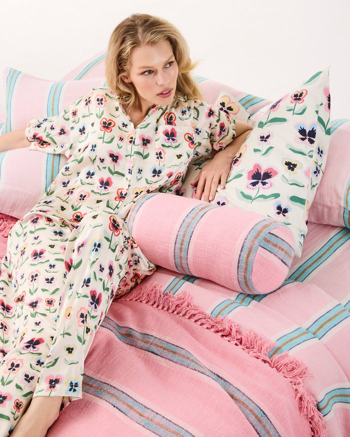 Pretty Pansy Adult Eco Satin Short Sleeve Shirt & Pant Pyjama Set