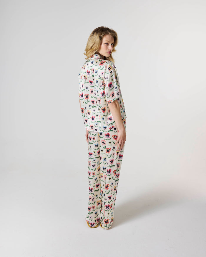 Pretty Pansy Adult Eco Satin Short Sleeve Shirt & Pant Pyjama Set