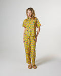 Pretty Pansy Gold Adult Organic Cotton Short Sleeve Shirt & Pant Pyjama Set