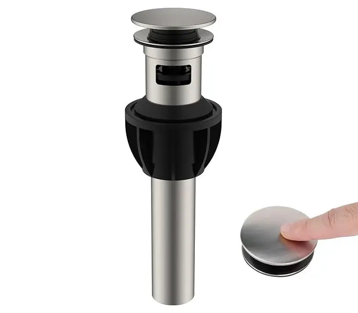 Push and Seal Stainless Steel Pop-Up Bathroom Drain Brushed Nickel