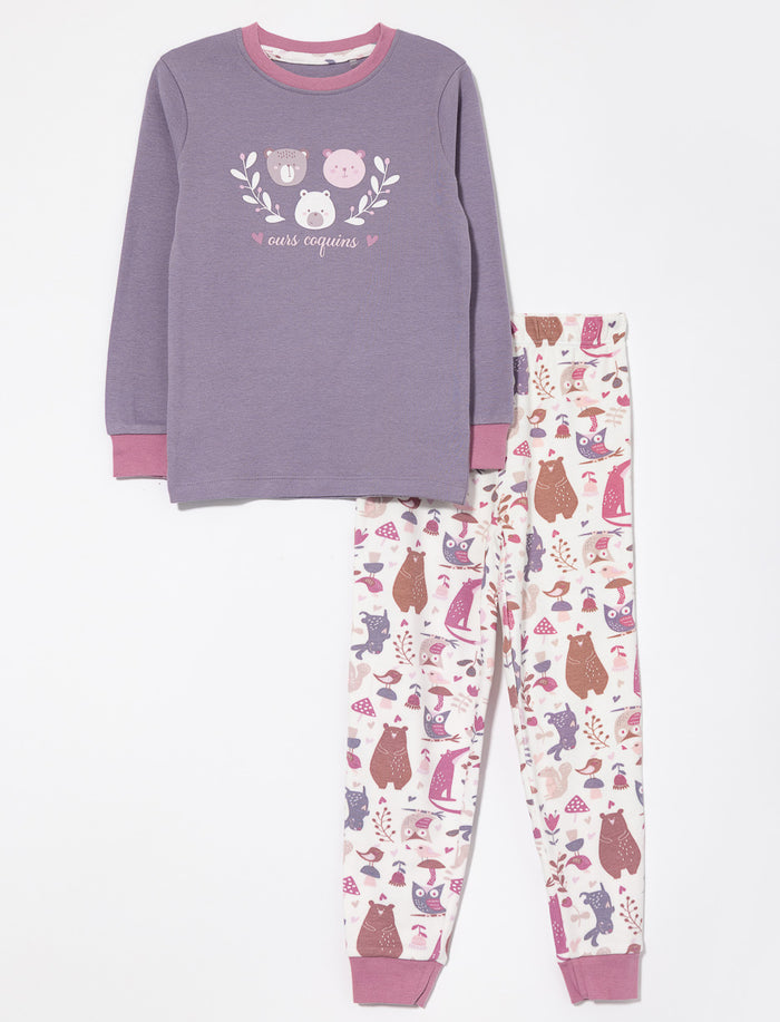 Pyjama 2 pièces en coton bio imprimé - petite fille