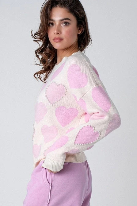 Queen of Hearts Sweater - Greige Goods