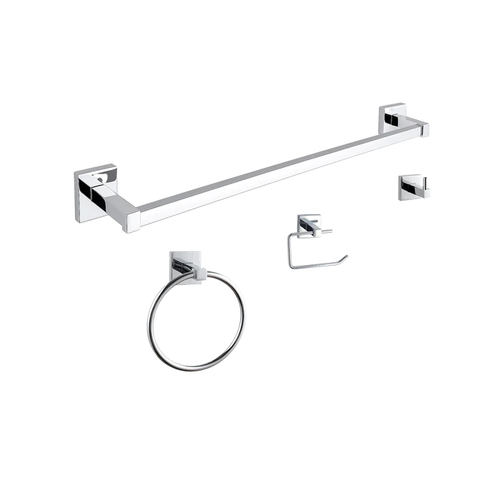 Rainvera Chrome Four-Piece Bathroom Accessory Set