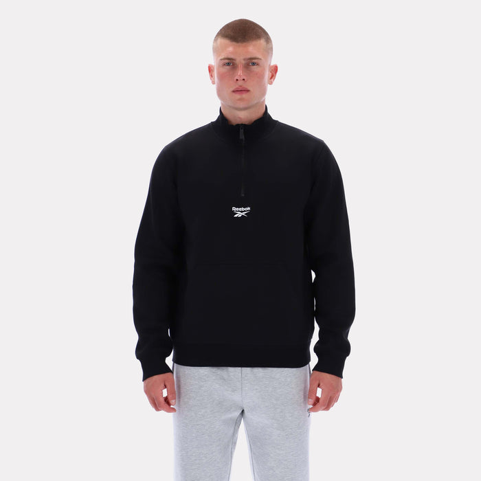 Reebok Apparel Men Reebok Quarter-Zip Sweatshirt BLACK