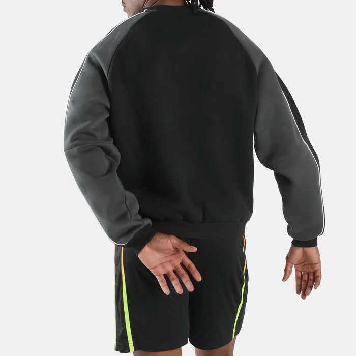 REEBOK APPAREL MEN Sidewinder Crewneck Sweatshirt MEN BLACK/GREY 6/DIGITAL LIME