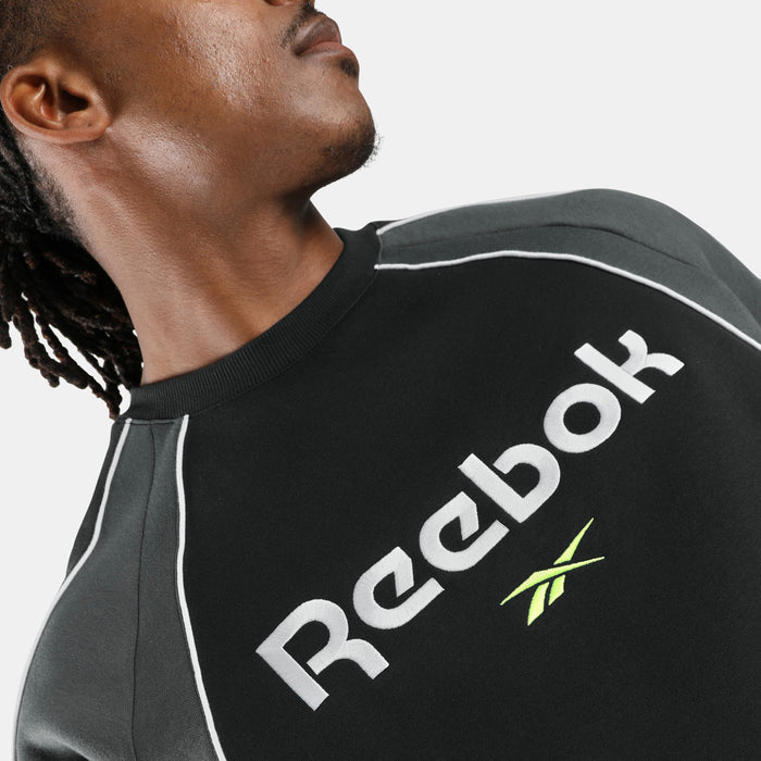 REEBOK APPAREL MEN Sidewinder Crewneck Sweatshirt MEN BLACK/GREY 6/DIGITAL LIME
